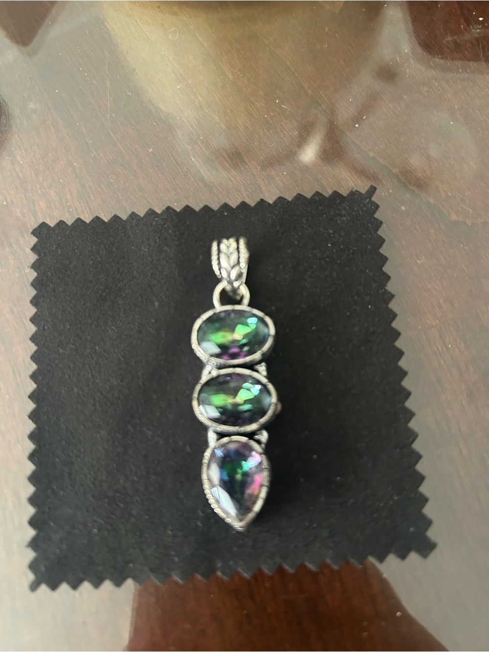 Brand New- Mystic Topaz Triple Stone Pendant - Women Jewelry -